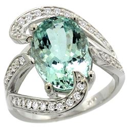 Natural 6.24 ctw aquamarine & Diamond Engagement Ring 14K White Gold - REF-164W7K
