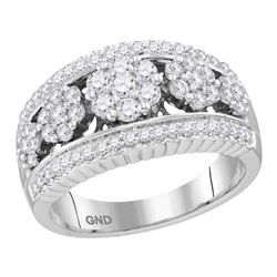 0.72 CTW Diamond Symmetrical Flower Cluster Ring 10KT White Gold - REF-87K2W