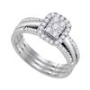 Image 1 : 0.50 CTW Diamond Cluster Bridal Engagement Ring 10KT White Gold - REF-59W9K