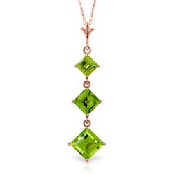Genuine 2.4 ctw Peridot Necklace Jewelry 14KT Rose Gold - REF-29H7X