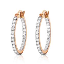Genuine 0.75 ctw Diamond Anniversary Earrings Jewelry 14KT Rose Gold - REF-137Z2N