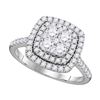 Image 1 : 1 CTW Diamond Square Double Halo Cluster Ring 14KT White Gold - REF-97X4Y