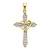 Image 1 : 0.10 CTW Diamond Cross Heart Pendant 10KT Yellow Gold - REF-8F9N