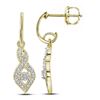 Image 1 : 0.15 CTW Diamond Dangle Oval Earrings 10KT Yellow Gold - REF-19M4H