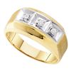 Image 1 : 0.09 CTW Mens Diamond 3-stone Two-tone Wedding Ring 10KT Yellow Gold - REF-22M4H