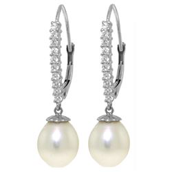 Genuine 8.3 ctw Pearl & Diamond Earrings Jewelry 14KT White Gold - REF-52X7M