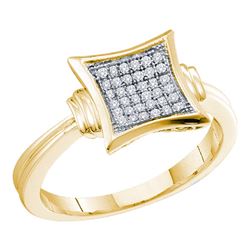 0.10 CTW Diamond Square Cluster Ring 10KT Yellow Gold - REF-14F9N