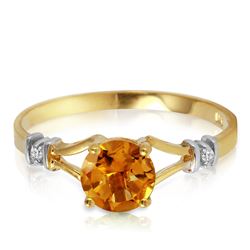 Genuine 1.02 ctw Citrine & Diamond Ring Jewelry 14KT Yellow Gold - REF-28X3M