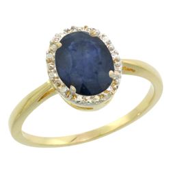 Natural 1.49 ctw Blue-sapphire & Diamond Engagement Ring 10K Yellow Gold - REF-26F8N