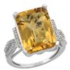 Image 1 : Natural 12.14 ctw Whisky-quartz & Diamond Engagement Ring 10K White Gold - REF-49M2H