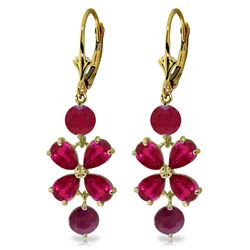 Genuine 5.32 ctw Ruby Earrings Jewelry 14KT Yellow Gold - REF-63W5Y