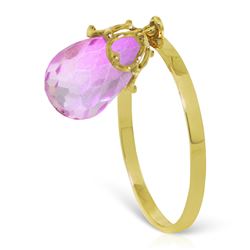 Genuine 3 ctw Pink Topaz Ring Jewelry 14KT Yellow Gold - REF-23K5V