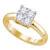 Image 1 : 0.35 CTW Diamond Cluster Bridal Engagement Ring 18KT Yellow Gold - REF-87Y2X