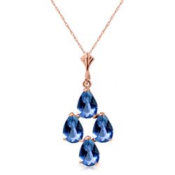 Genuine 1.50 ctw Blue Topaz Necklace Jewelry 14KT Rose Gold - REF-20X4M