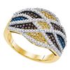 Image 1 : 0.76 CTW Multicolor Diamond Fashion Ring 10KT Yellow Gold - REF-71H9M