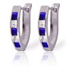 Genuine 1.26 ctw Sapphire & White Topaz Earrings Jewelry 14KT White Gold - REF-26V2W
