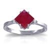 Image 1 : Genuine 1.46 ctw Ruby & Diamond Ring Jewelry 14KT White Gold - REF-32K3V