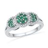 0.43 CTW Created Emerald Diamond Cluster Ring 10KT White Gold - REF-26Y9X