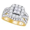 2.5 CTW Princess Diamond Cluster Halo Bridal Engagement Ring 14KT Yellow Gold - REF-251H2M