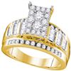 Image 1 : 0.92 CTW Diamond Rectangle Cluster Bridal Engagement Ring 10KT Yellow Gold - REF-67W4K
