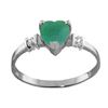 Image 1 : Genuine 1.03 ctw Emerald & Diamond Ring Jewelry 14KT White Gold - REF-37N6R