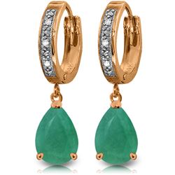 Genuine 2.03 ctw Emerald & Diamond Earrings Jewelry 14KT Rose Gold - REF-69X7M