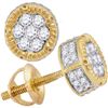 Image 1 : 0.50 CTW Mens Diamond 3D Circle Cluster Stud Earrings 10KT Yellow Gold - REF-37X5Y
