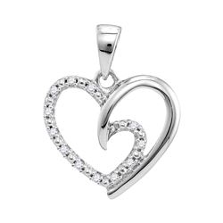 0.10 CTW Diamond Small Heart Love Pendant 10KT White Gold - REF-10H5M