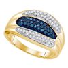 Image 1 : 0.40 CTW Blue Color Diamond Triple Row Ring 10KT Yellow Gold - REF-31F4N