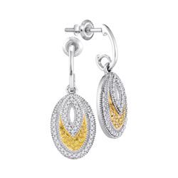 0.33 CTW Yellow Color Diamond Oval Dangle Earrings 10KT White Gold - REF-32M9H