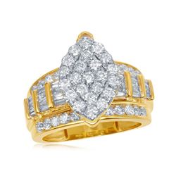 1.97 CTW Diamond Oval Cluster Bridal Engagement Ring 10KT Yellow Gold - REF-134K9W