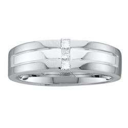 0.15 CTW Mens Princess Channel-set Diamond Single Row Ring 14KT White Gold - REF-67H4M