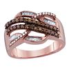 Image 2 : 0.50 CTW Brown Color Diamond Crossover Ring 10KT Rose Gold - REF-37H5M