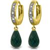 Genuine 6.64 ctw Green Sapphire Corundum & Diamond Earrings Jewelry 14KT Yellow Gold - REF-50P2H