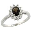 Natural 0.67 ctw Smoky-topaz & Diamond Engagement Ring 10K White Gold - REF-38Y8X