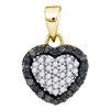 0.33 CTW Black Color Diamond Small Heart Love Pendant 10KT Yellow Gold - REF-14X9Y