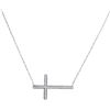 Image 1 : 0.10 CTW Diamond Horizontal Cross Pendant 10KT White Gold - REF-14F9N