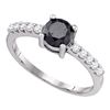 0.99 CTW Black Color Diamond Solitaire Bridal Ring 10KT White Gold - REF-30N2F