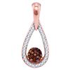 Image 1 : 0.15 CTW Red Color Diamond Teardrop Cluster Pendant 10KT Rose Gold - REF-14W9K