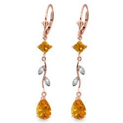 Genuine 3.97 ctw Citrine & Diamond Earrings Jewelry 14KT Rose Gold - REF-44M9T