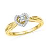 Image 1 : 0.13 CTW Diamond Heart Love Solitaire Ring 10KT Yellow Gold - REF-19N4F