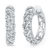 Image 1 : 0.16 CTW Diamond Diagonal Hoop Earrings 10KT White Gold - REF-22K4W