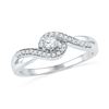 Image 1 : 0.20 CTW Diamond Solitaire Swirl Promise Bridal Ring 10KT White Gold - REF-22N4F