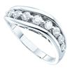 Image 1 : 0.51 CTW Pave-set Diamond Arched Ring 14KT White Gold - REF-41H9M