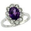 Image 1 : Natural 2.34 ctw Amethyst & Diamond Engagement Ring 14K White Gold - REF-81G4M