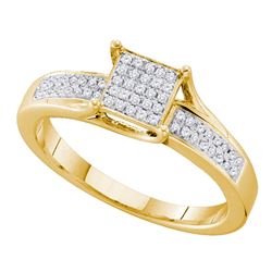 0.15 CTW Diamond Square Cluster Ring 10KT Yellow Gold - REF-22M4H