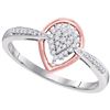 Image 1 : 0.14 CTW Diamond Cluster Rose-tone Teardrop Ring 10KT White Gold - REF-14K9W