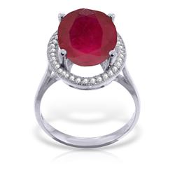 Genuine 7.93 ctw Ruby & Diamond Ring Jewelry 14KT White Gold - REF-124X2M