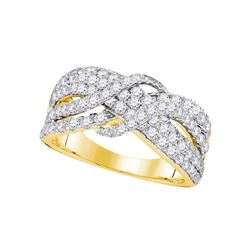 1.51 CTW Pave-set Diamond Crossover Strand Ring 14KT Yellow Gold - REF-139K5W