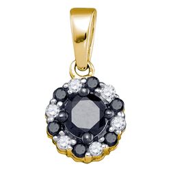0.51 CTW Black Color Diamond Cluster Pendant 10KT Yellow Gold - REF-14X9Y